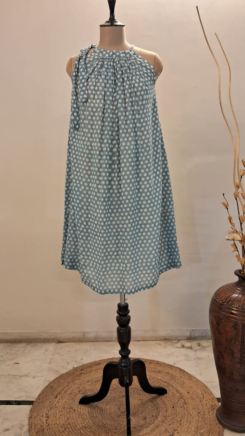 BLUE POLKA DOT DRESS