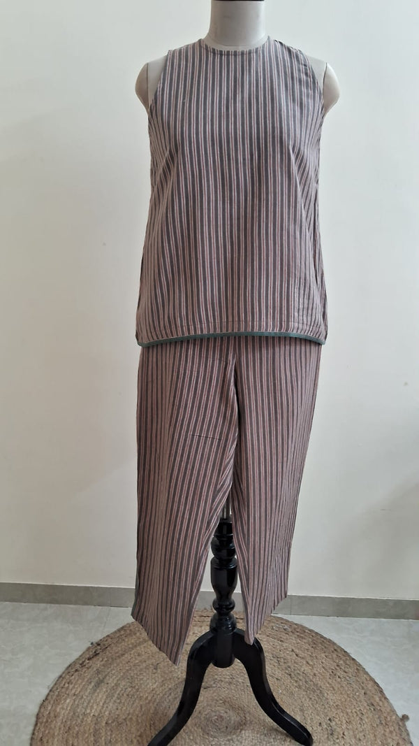 Pink Brown Stripes Kuza Co-ord Set