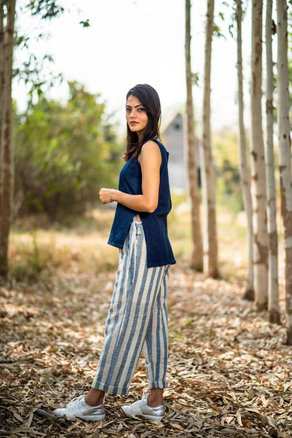 Blue White Striped Pants